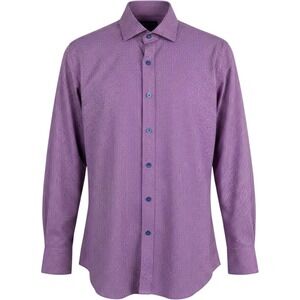 Twillory Performance Shirt 14.5 32/33 Purple Blue Micro Check Tailored Fit